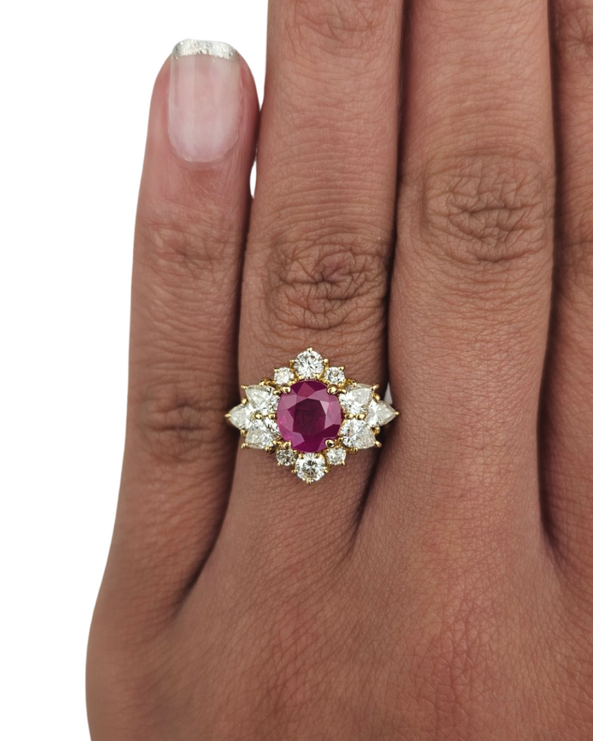 18k Estate Ruby and Diamond Ring 2.05cts